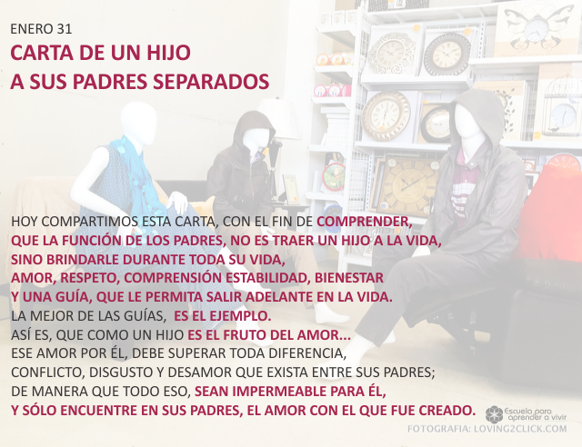 Carta de un hijo a sus padres separados